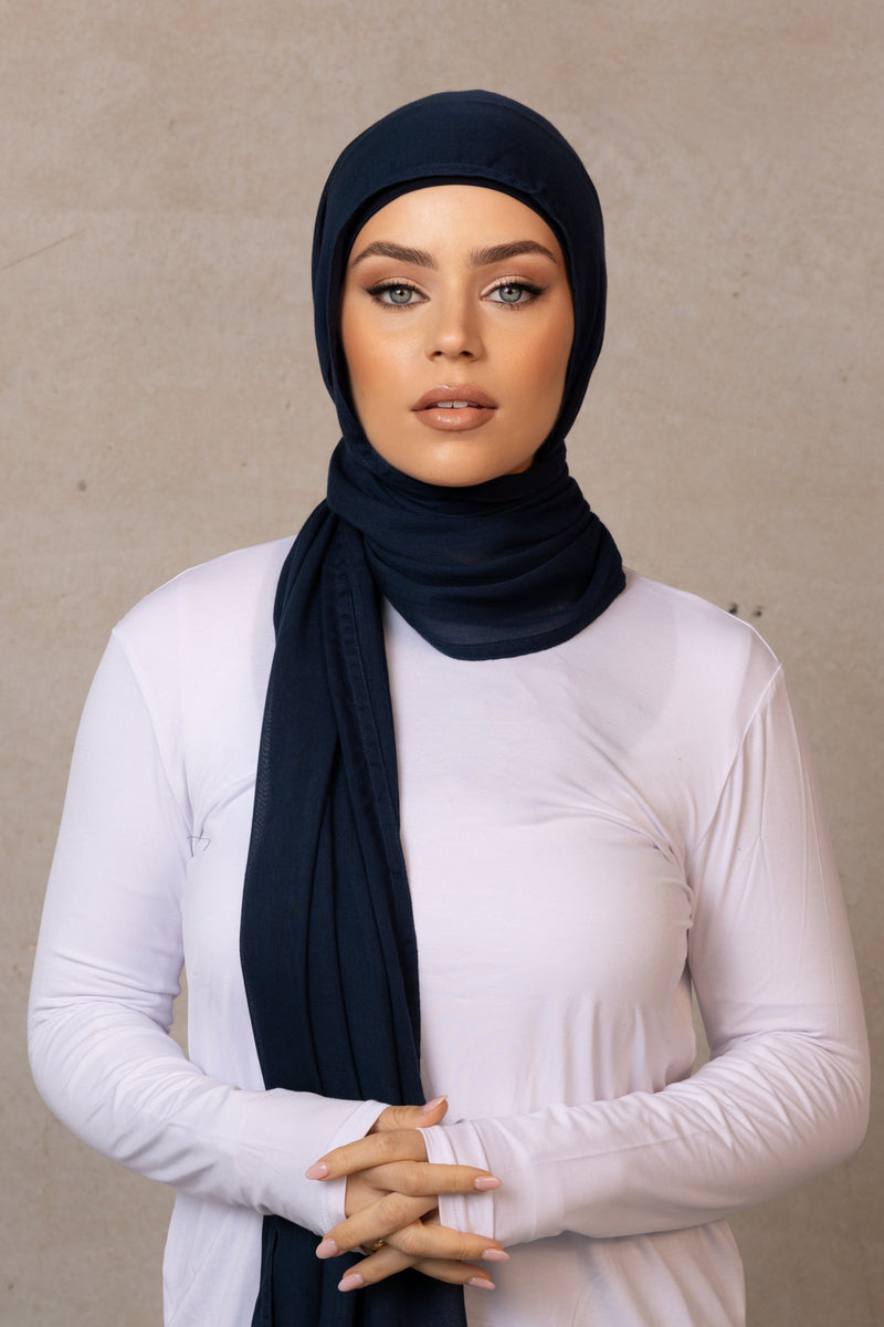 Double Stitched Modal Hijab - 29 Navy