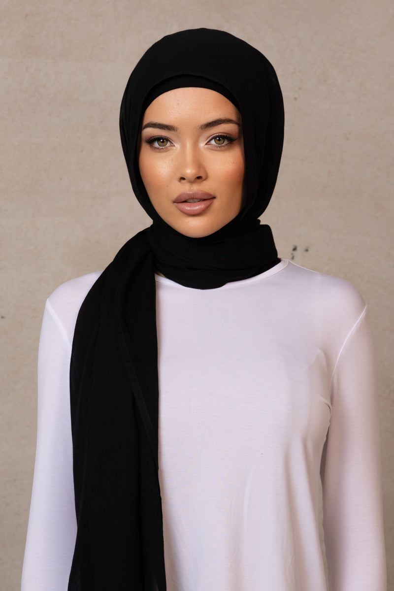 Double Stitched Modal Hijab - 30 Black