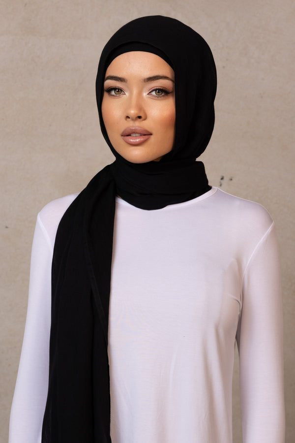 Double Stitched Modal Hijab - 30 Black