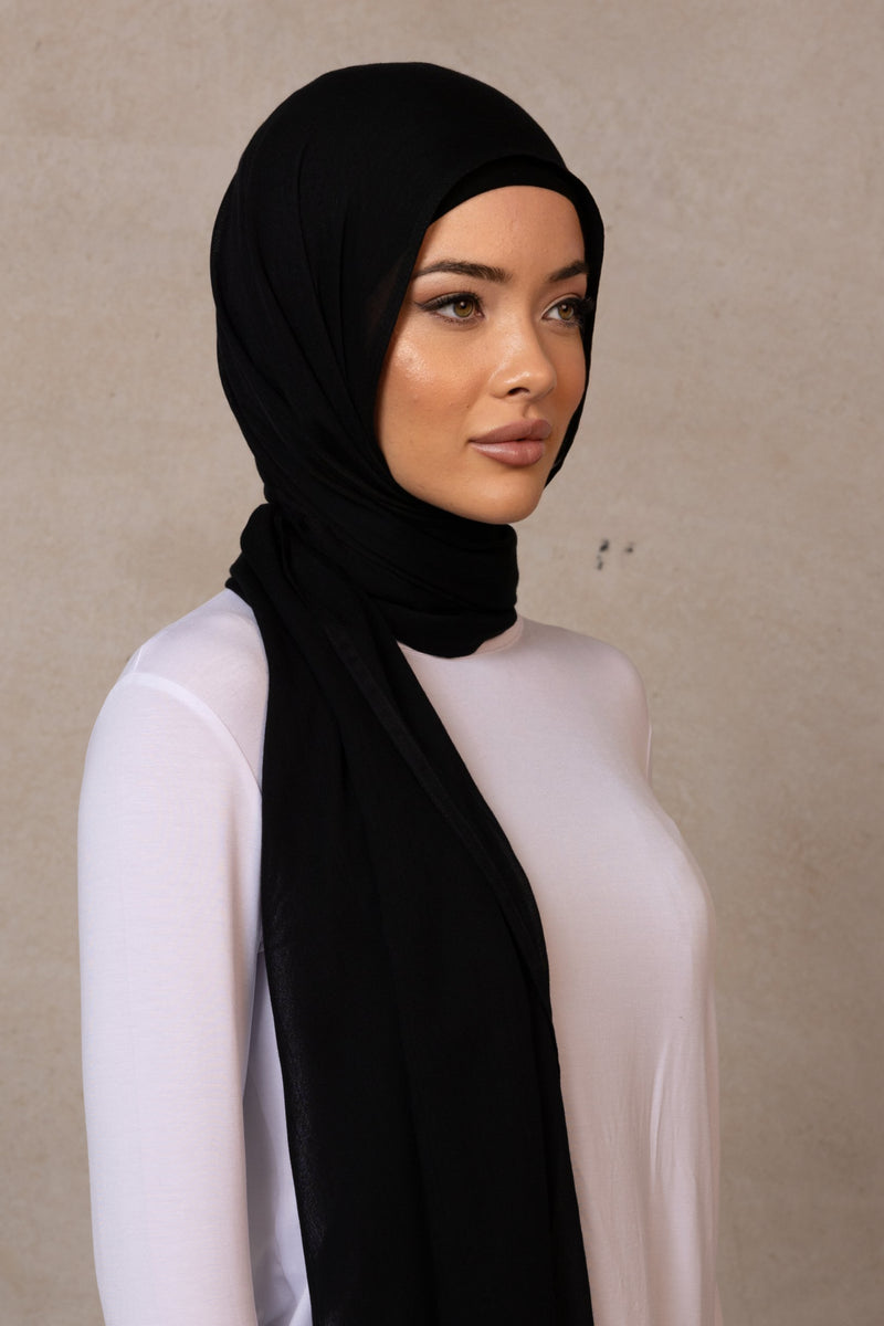 Double Stitched Modal Hijab - 30 Black