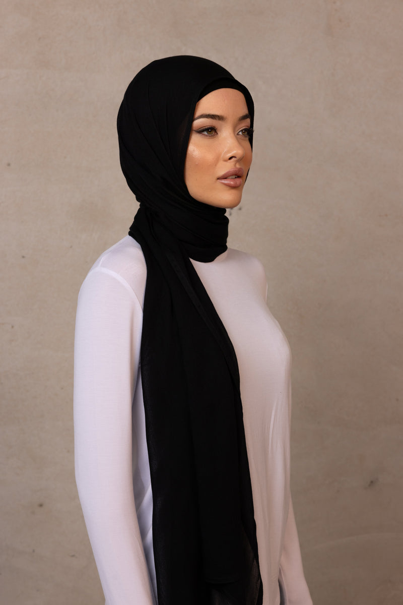 Double Stitched Modal Hijab - 30 Black