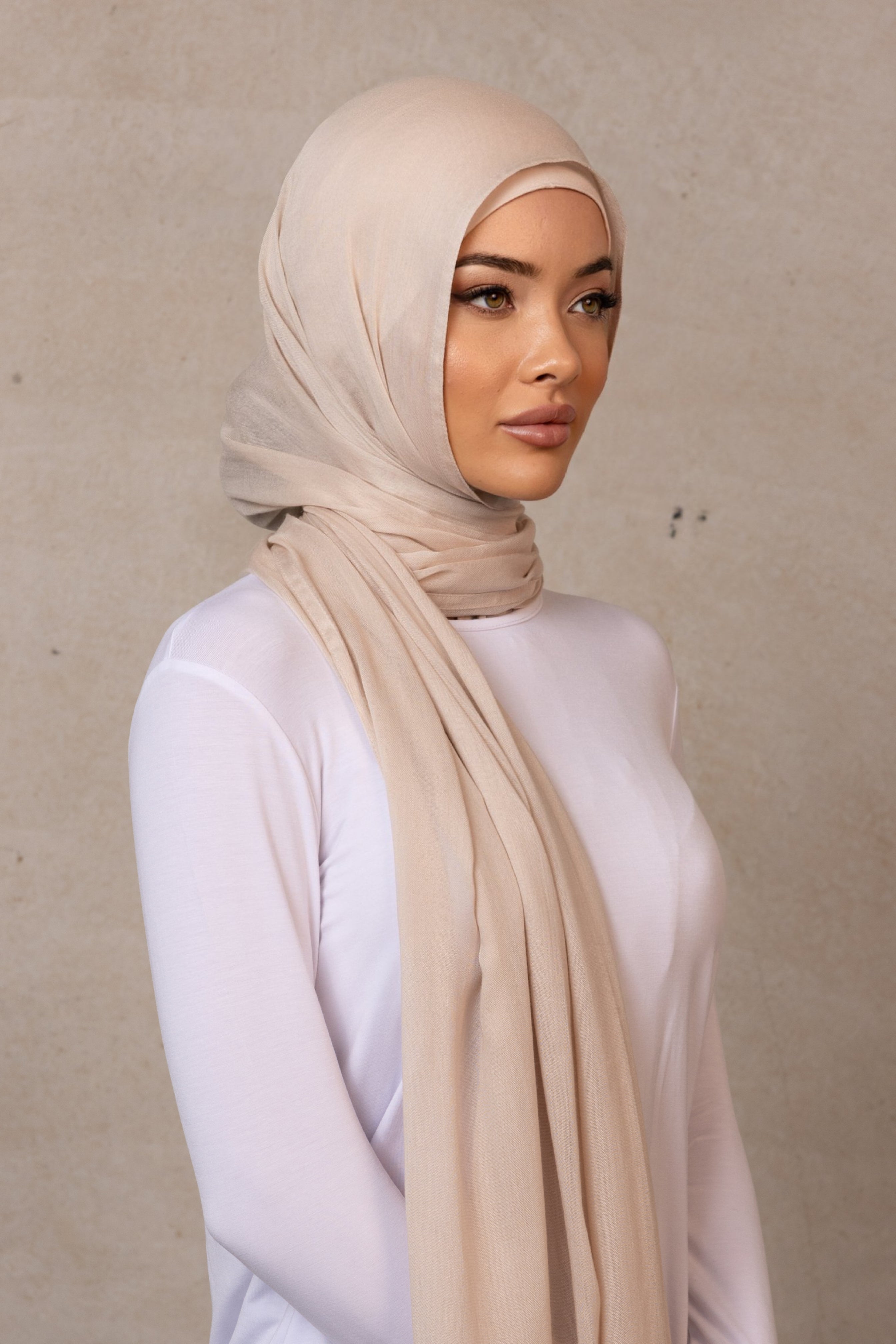 Double Stitched Modal Hijab - 3 Light Beige