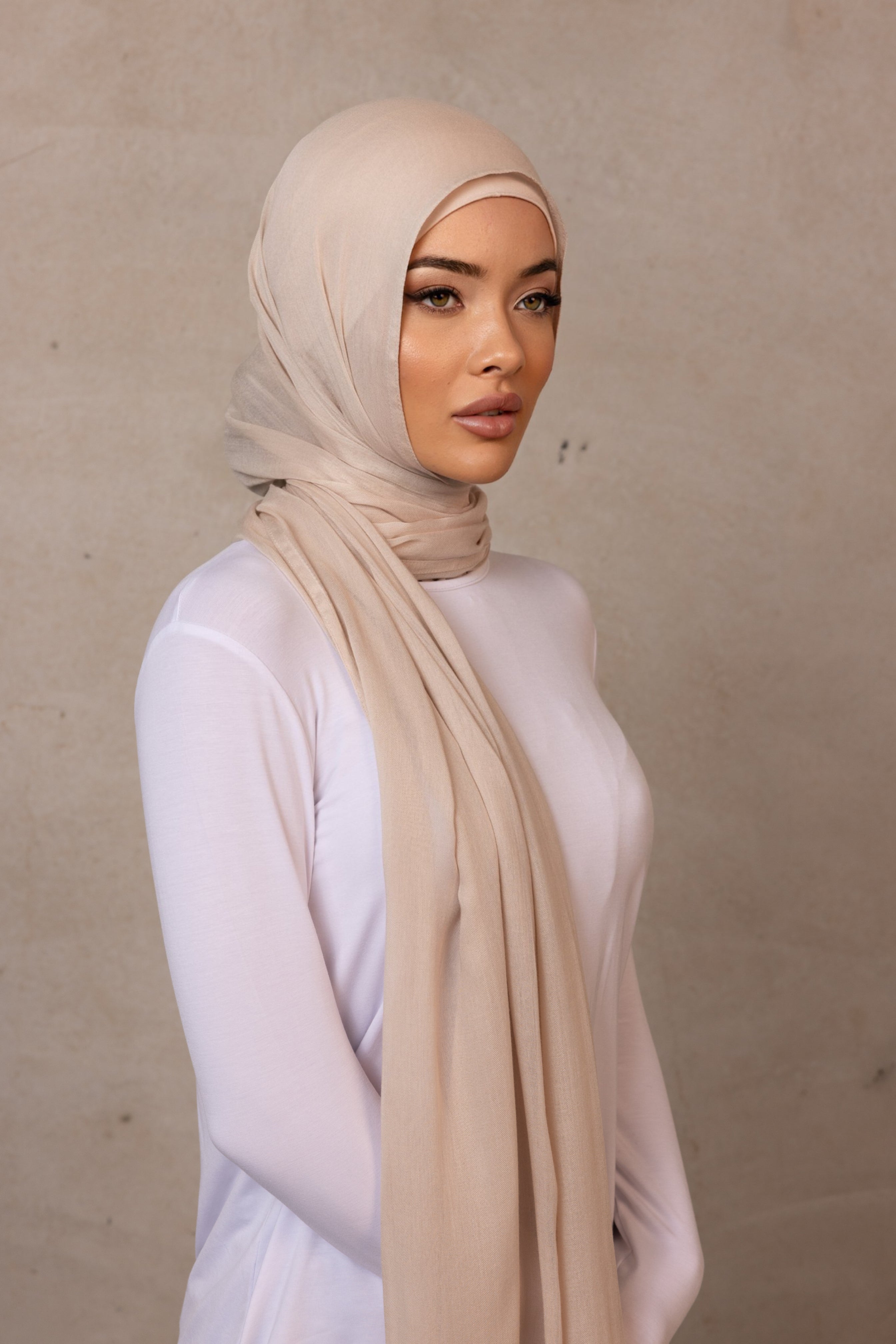 Double Stitched Modal Hijab - 3 Light Beige