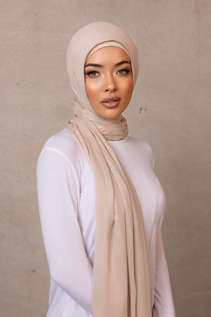 Double Stitched Modal Hijab - 3 Light Beige