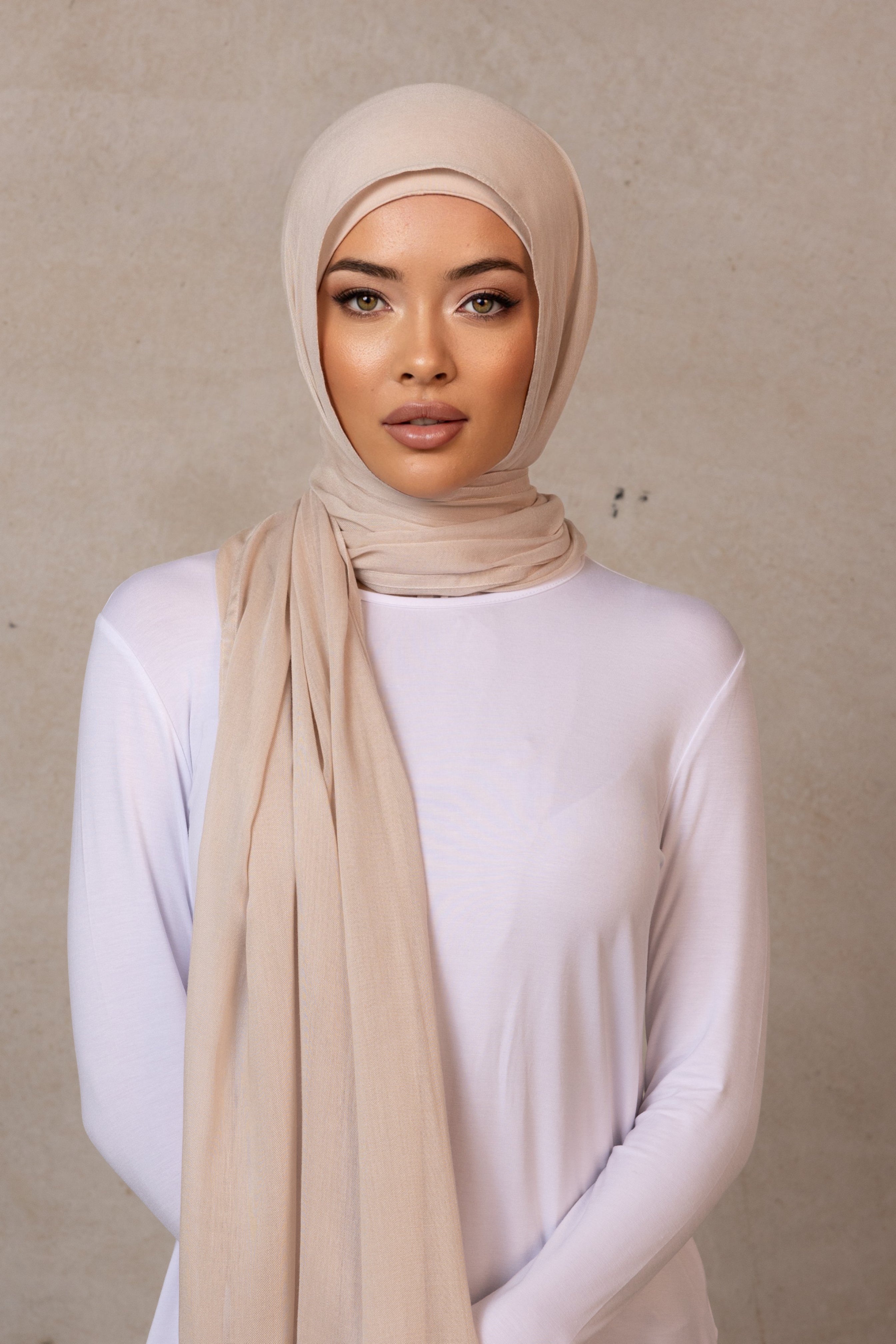 Double Stitched Modal Hijab - 3 Light Beige