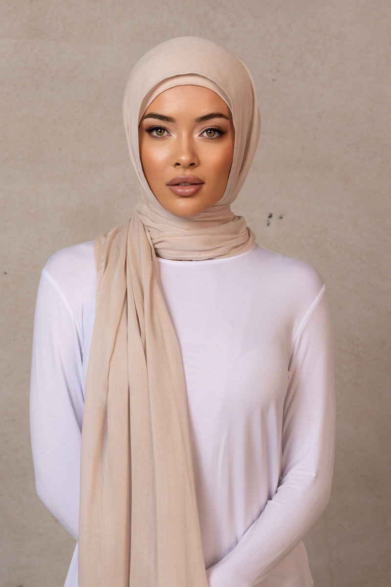 Double Stitched Modal Hijab - 3 Light Beige