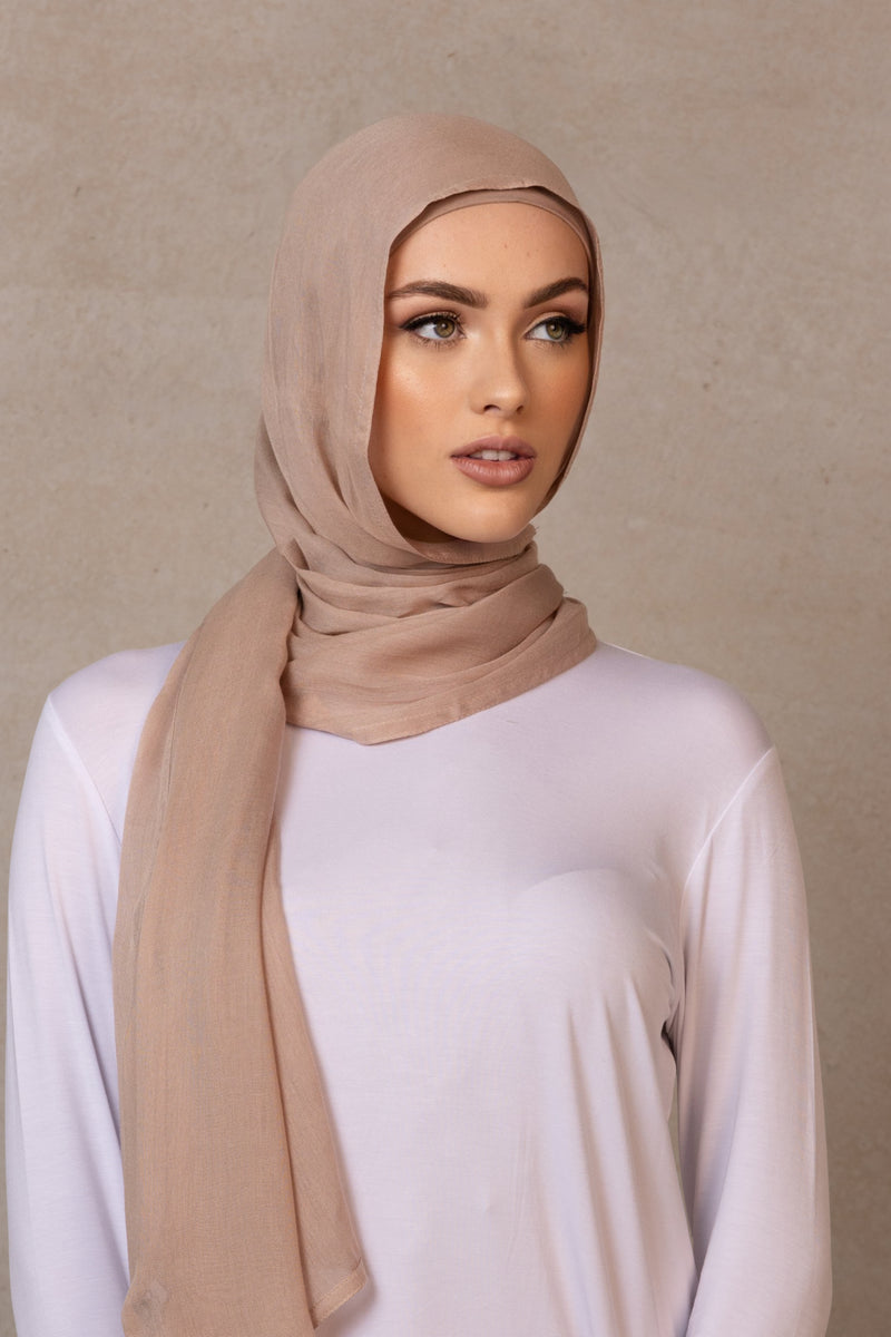 Double Stitched Modal Hijab - 5 Taupe