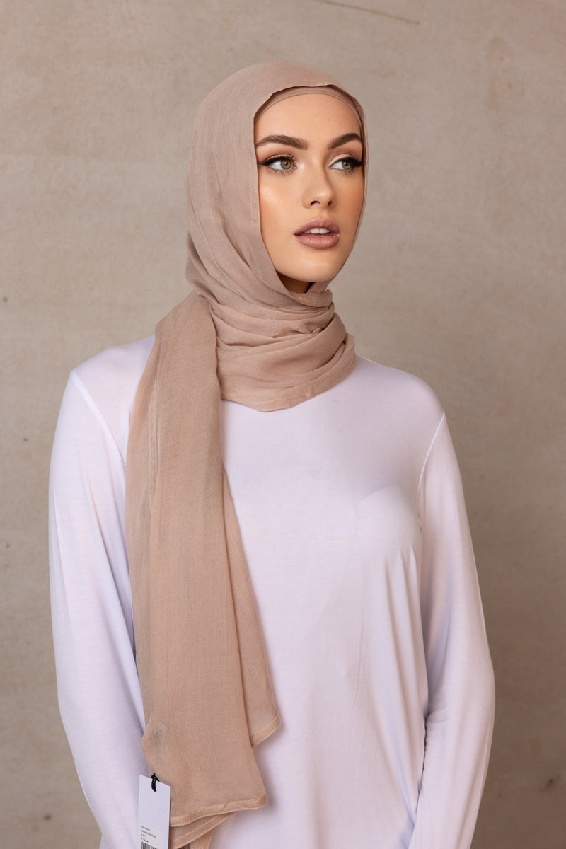 Double Stitched Modal Hijab - 5 Taupe