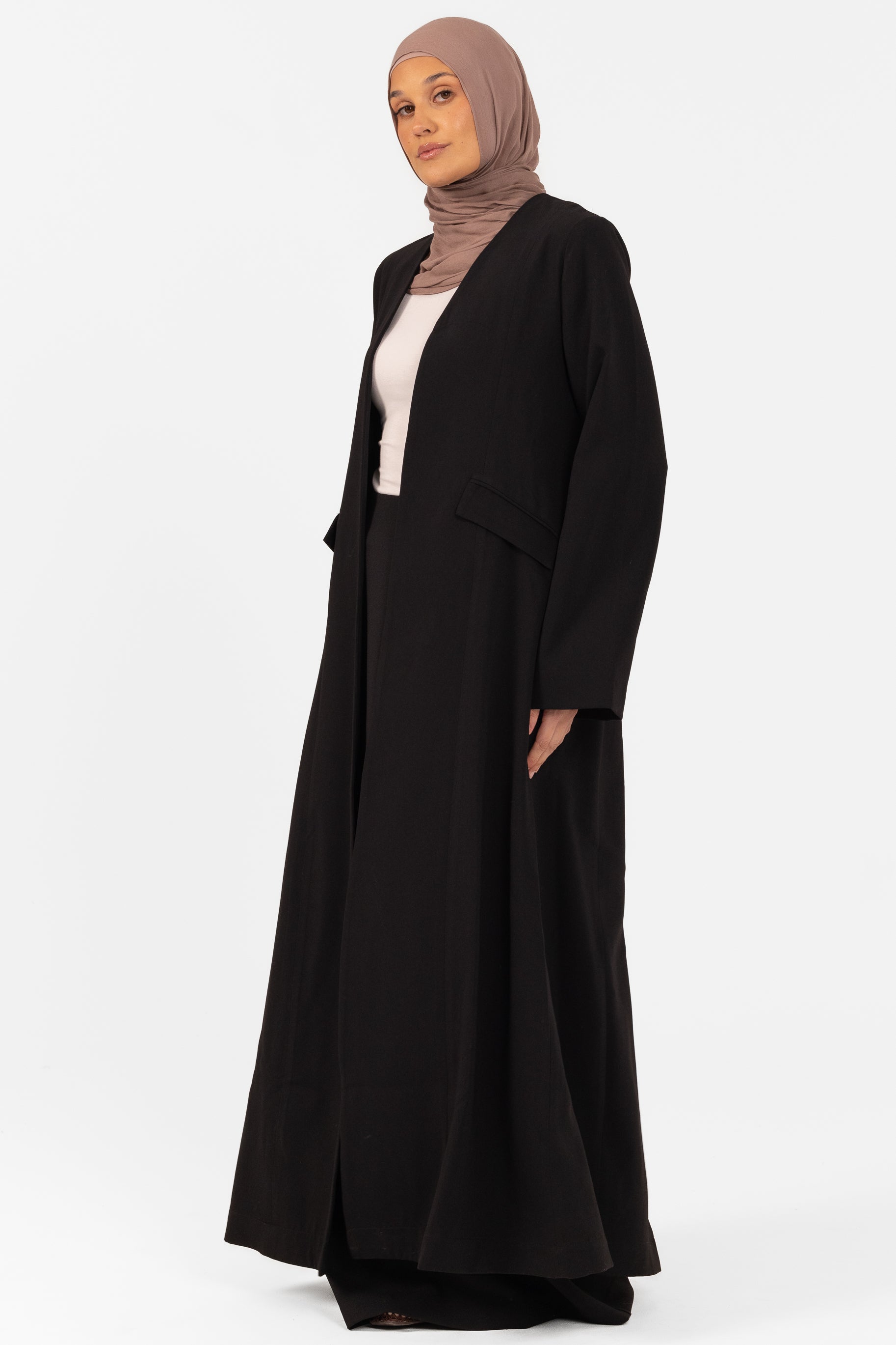 Tahira Open Abaya - Black