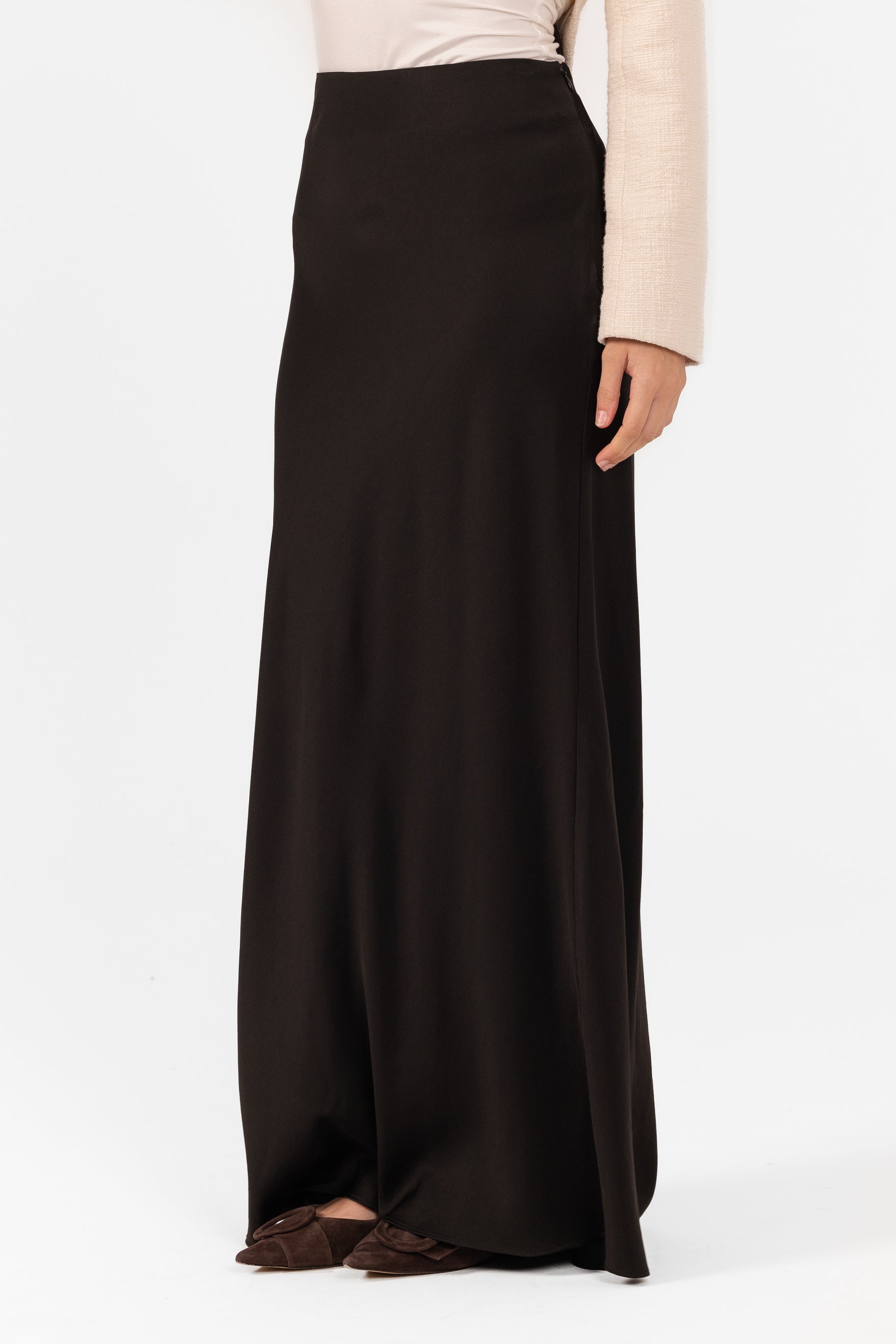 Satin Slip Skirt - Black