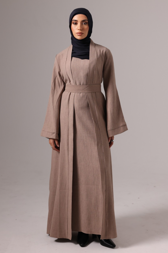 Leen Open Abaya Set - Cedar