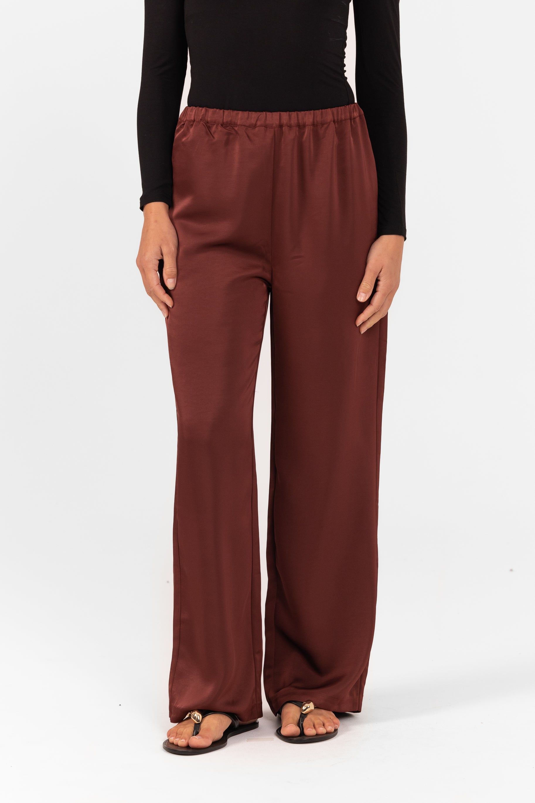 Saylor Satin Pants -  Burgundy