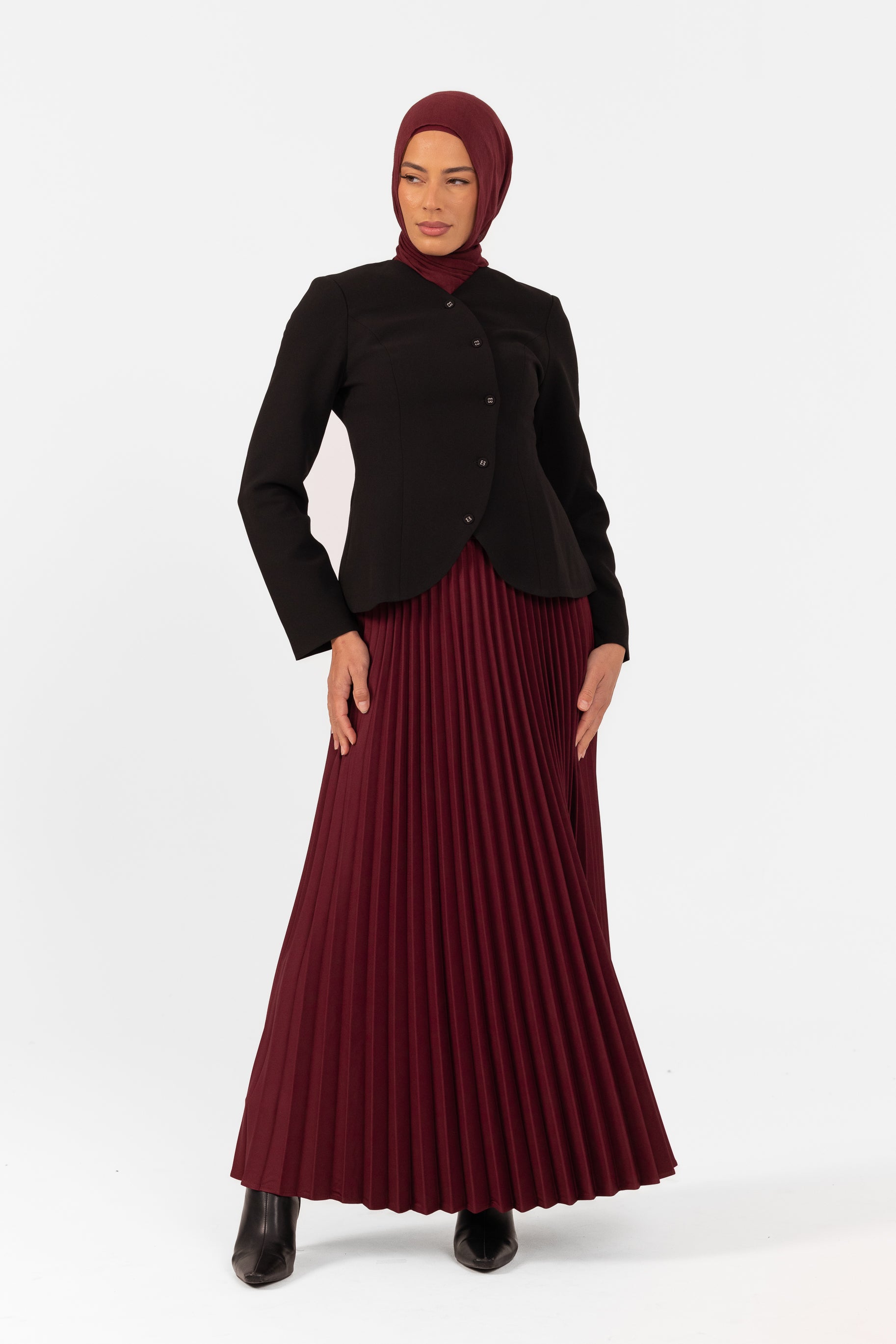 Pleated Maxi Skirt - Mulberry