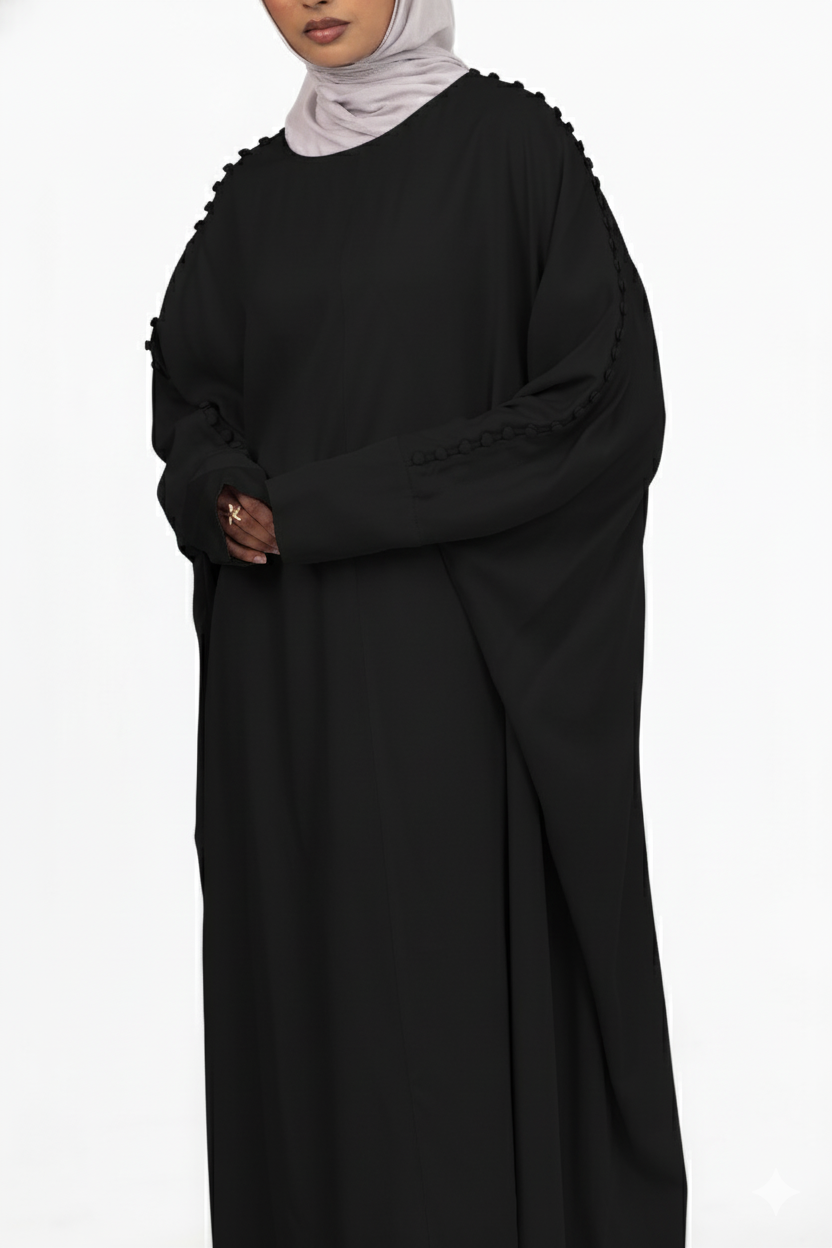 Leana Batwing Abaya - Onyx