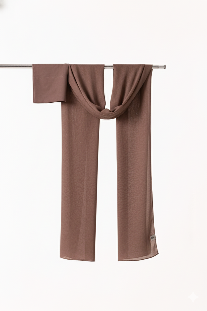 Single Stitched Modal Hijab Set - Dark Taupe