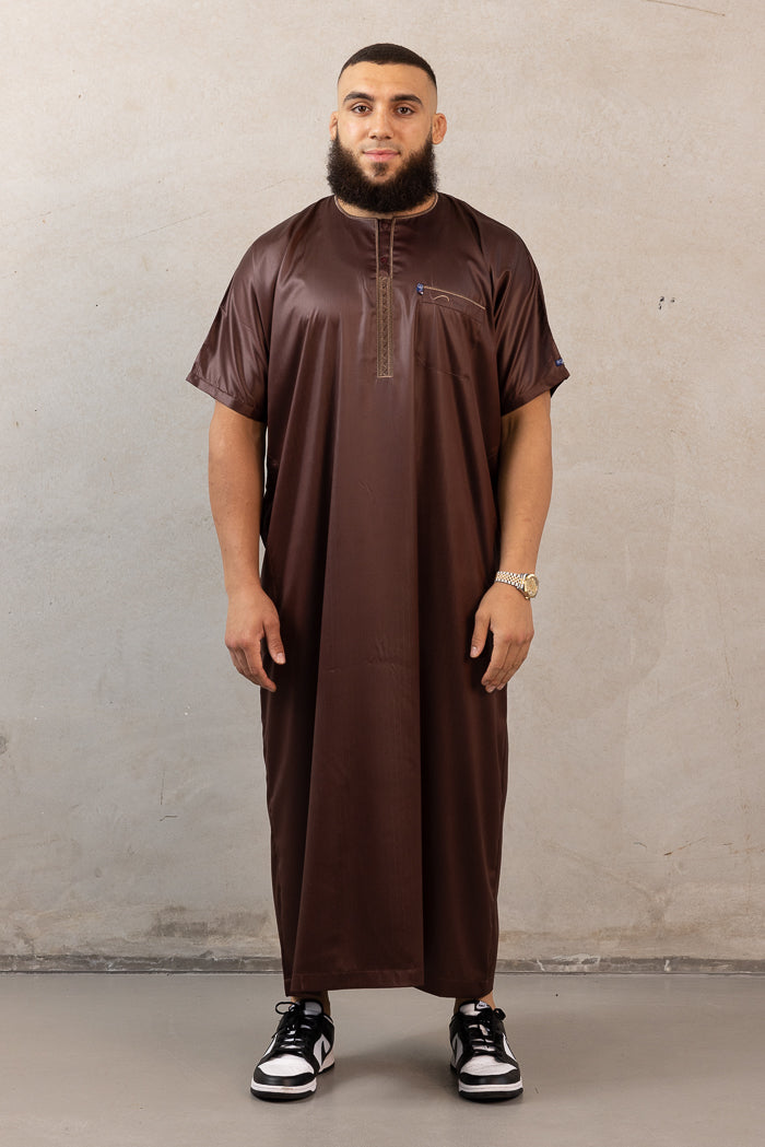 Men's Ikaf Polyester Short Sleeve Abaya - Brown