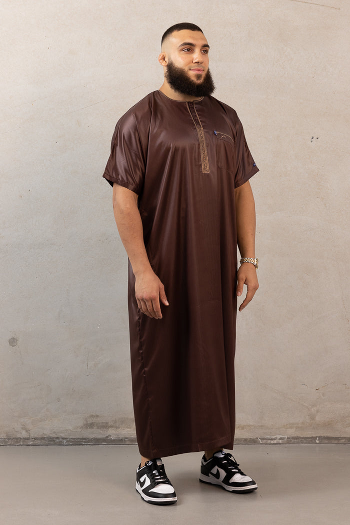 Men's Ikaf Polyester Short Sleeve Abaya - Brown