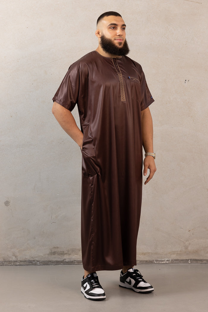 Men's Ikaf Polyester Short Sleeve Abaya - Brown