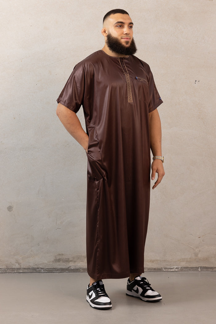 Men's Ikaf Polyester Short Sleeve Abaya - Brown