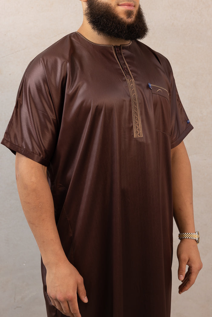 Men's Ikaf Polyester Short Sleeve Abaya - Brown