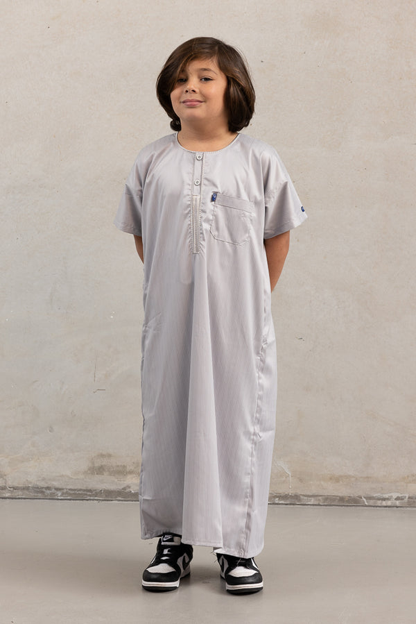 Boys Ikaf Short Sleeve Abaya - Platinum