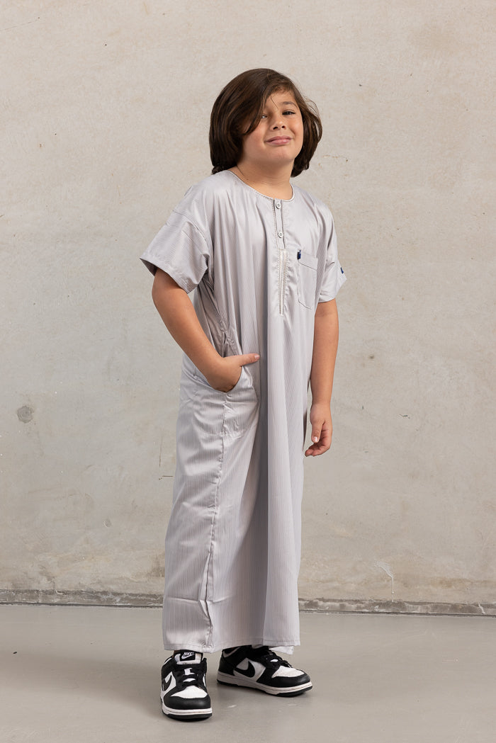 Boys Ikaf Short Sleeve Abaya - Platinum