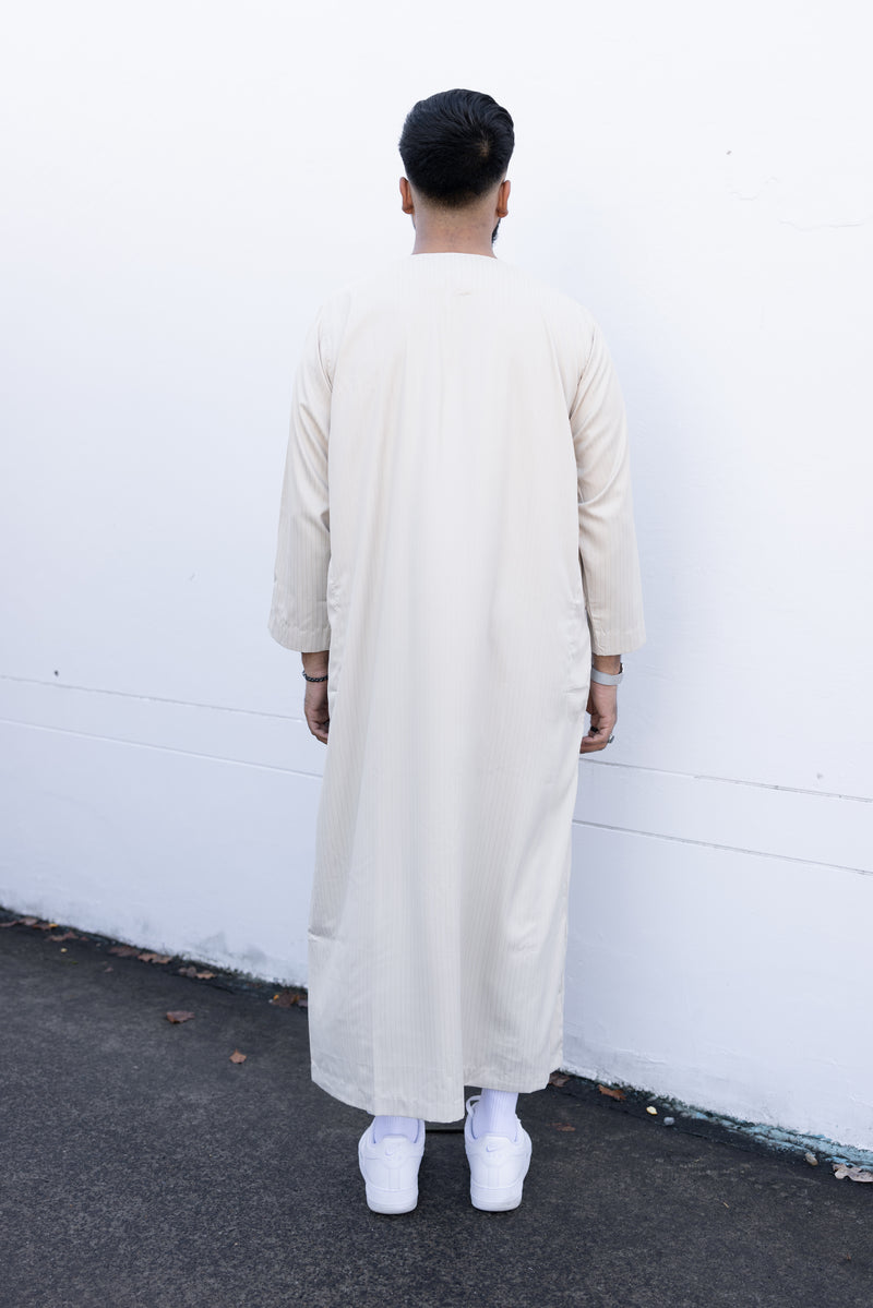 Men's Ikaf Polyester Long Sleeve Abaya - Beige