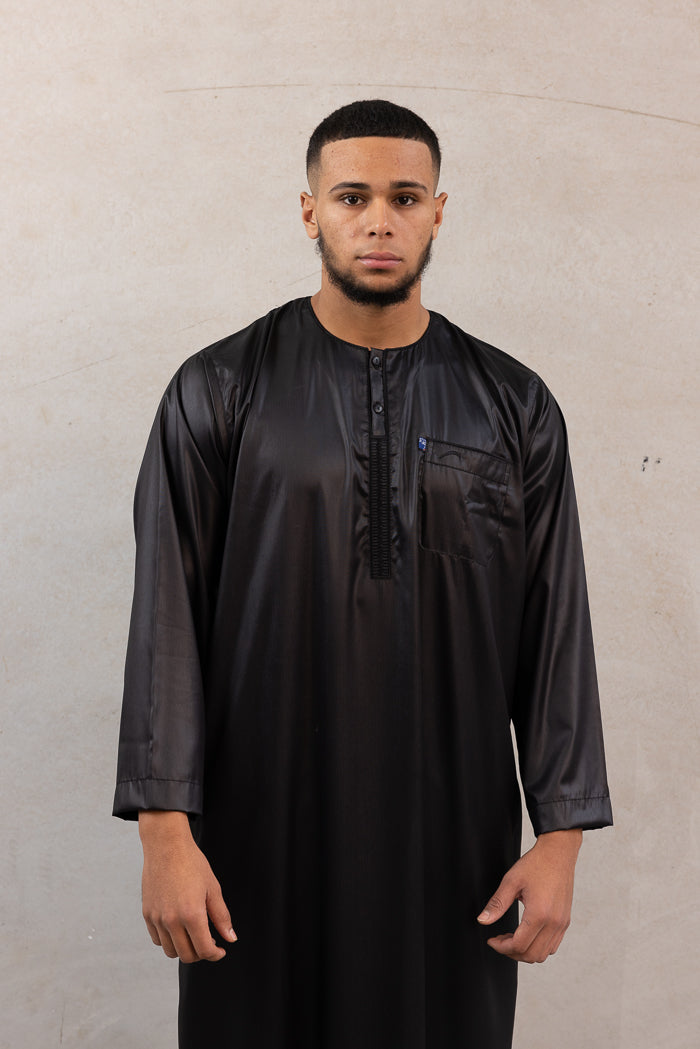 Men's Ikaf Polyester Long Sleeve Abaya - Black