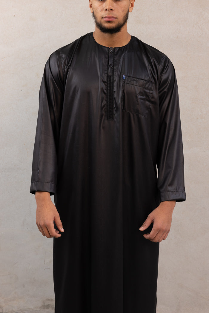 Men's Ikaf Polyester Long Sleeve Abaya - Black