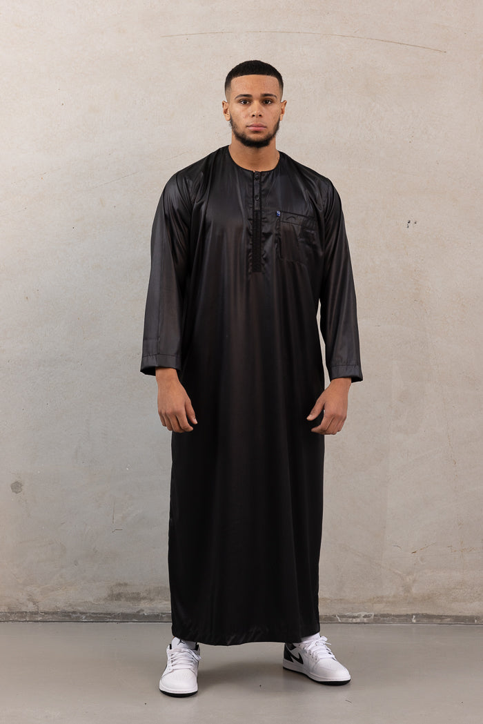 Men's Ikaf Polyester Long Sleeve Abaya - Black