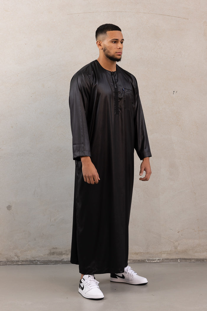 Men's Ikaf Polyester Long Sleeve Abaya - Black