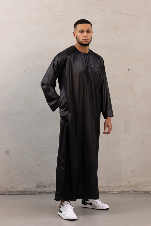 Men's Ikaf Polyester Long Sleeve Abaya - Black
