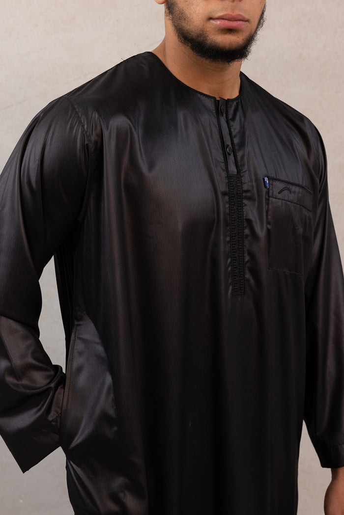 Men's Ikaf Polyester Long Sleeve Abaya - Black