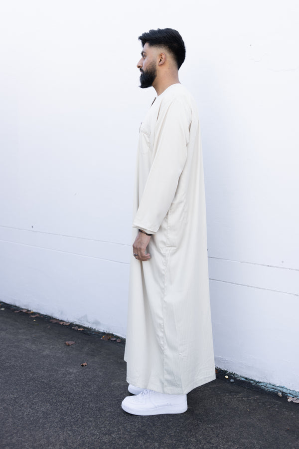 Men's Ikaf Polyester Long Sleeve Abaya - Buttercream