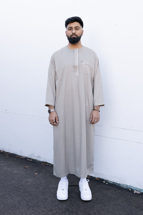 Men's Ikaf Polyester Long Sleeve Abaya - Caramel