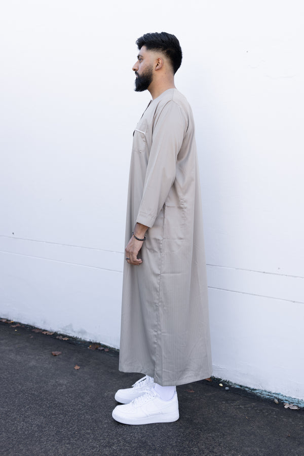 Men's Ikaf Polyester Long Sleeve Abaya - Caramel