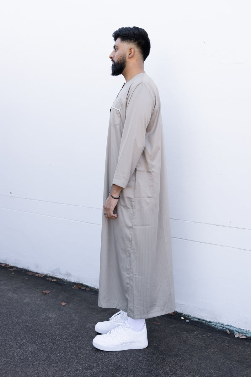Men's Ikaf Polyester Long Sleeve Abaya - Caramel
