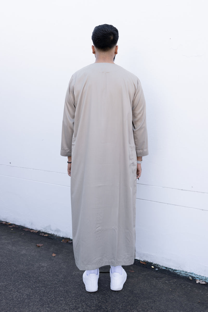 Men's Ikaf Polyester Long Sleeve Abaya - Caramel