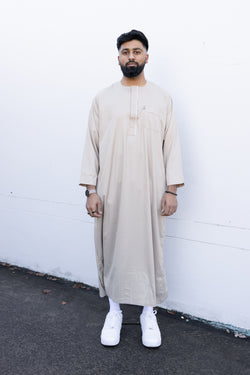 Men's Ikaf Polyester Long Sleeve Abaya - Latte