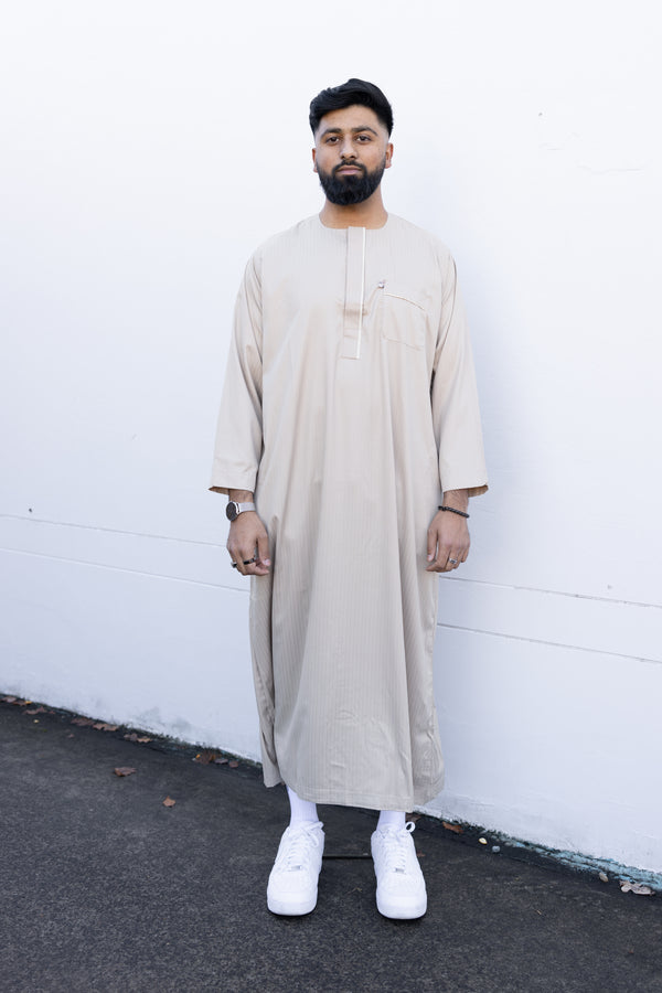 Men's Ikaf Polyester Long Sleeve Abaya - Latte