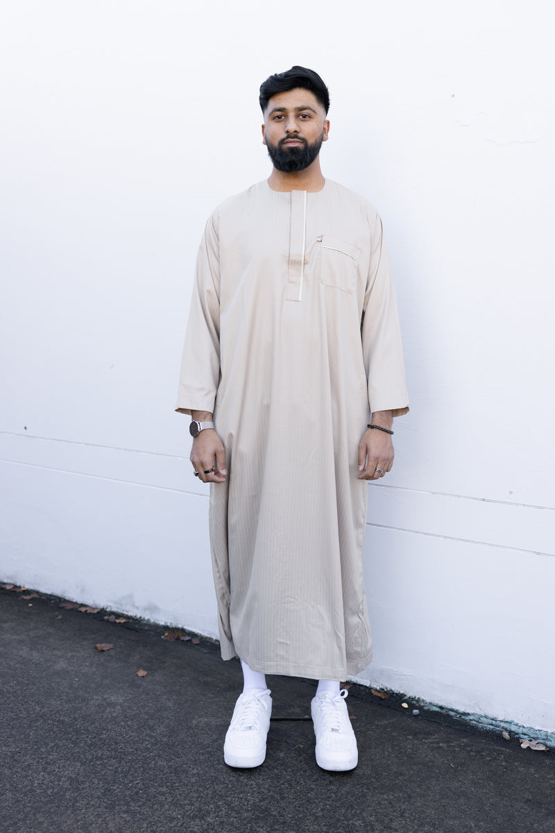 Men's Ikaf Polyester Long Sleeve Abaya - Latte