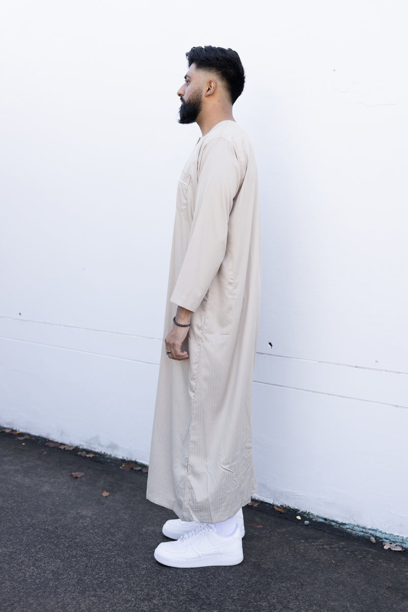 Men's Ikaf Polyester Long Sleeve Abaya - Latte