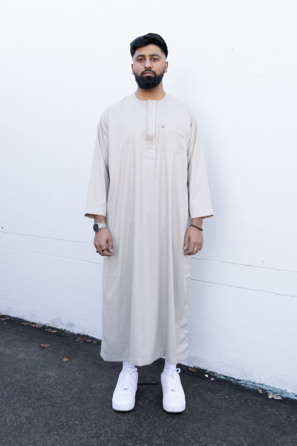 Men's Ikaf Polyester Long Sleeve Abaya - Sand