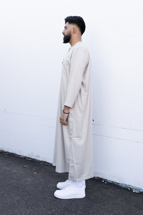 Men's Ikaf Polyester Long Sleeve Abaya - Sand