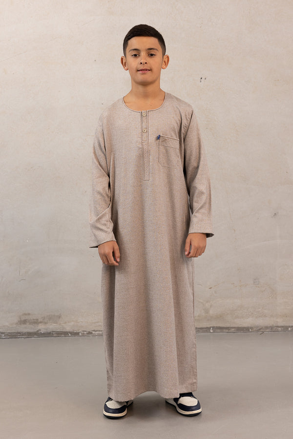 Youth Ikaf Cotton Long Sleeve Abaya - Mocha
