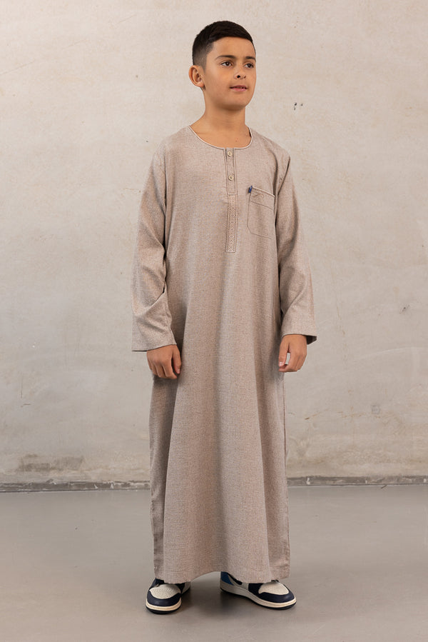 Youth Ikaf Cotton Long Sleeve Abaya - Mocha