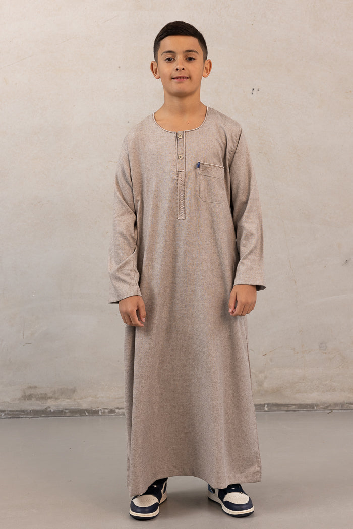 Youth Ikaf Cotton Long Sleeve Abaya - Mocha