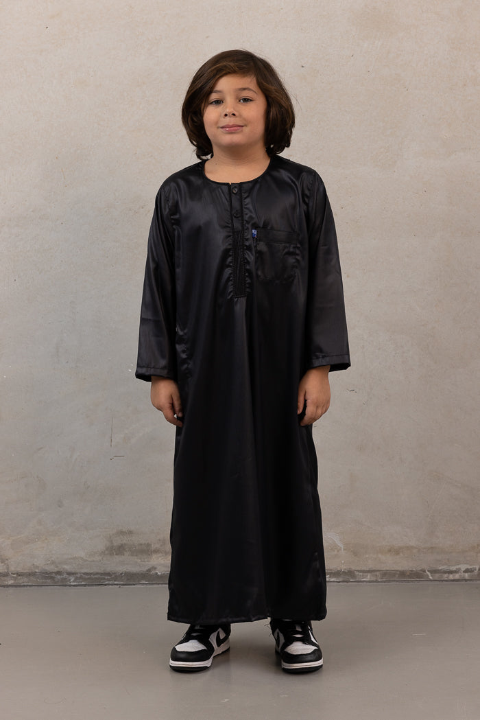 Boys Ikaf Long Sleeve Abaya - Black