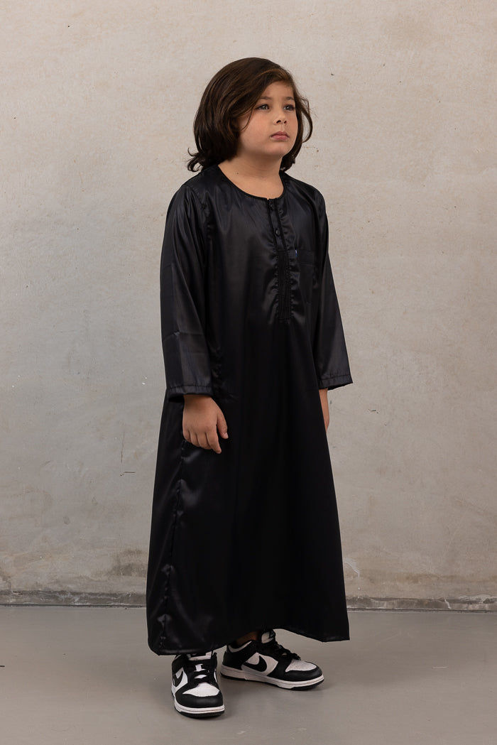 Boys Ikaf Long Sleeve Abaya - Black