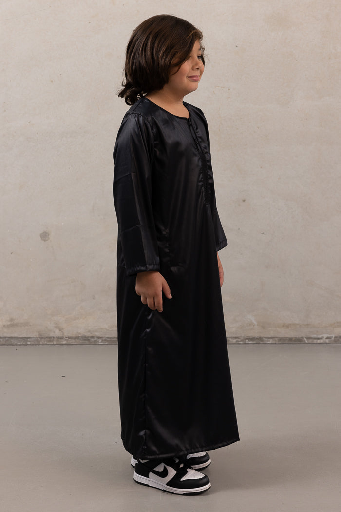 Boys Ikaf Long Sleeve Abaya - Black
